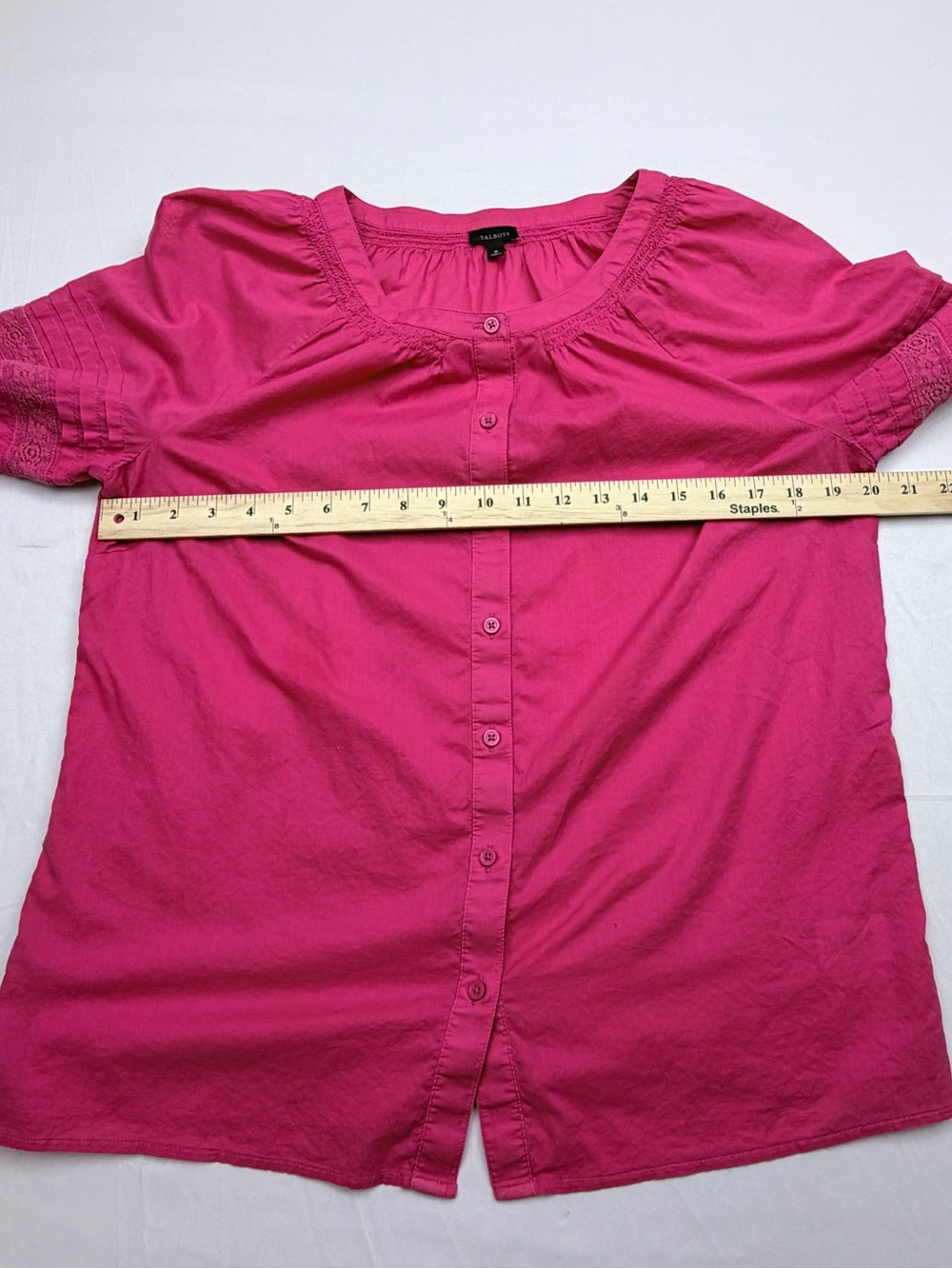 Talbots Fuchsia Button-Front Blouse - Picture 4 of 8